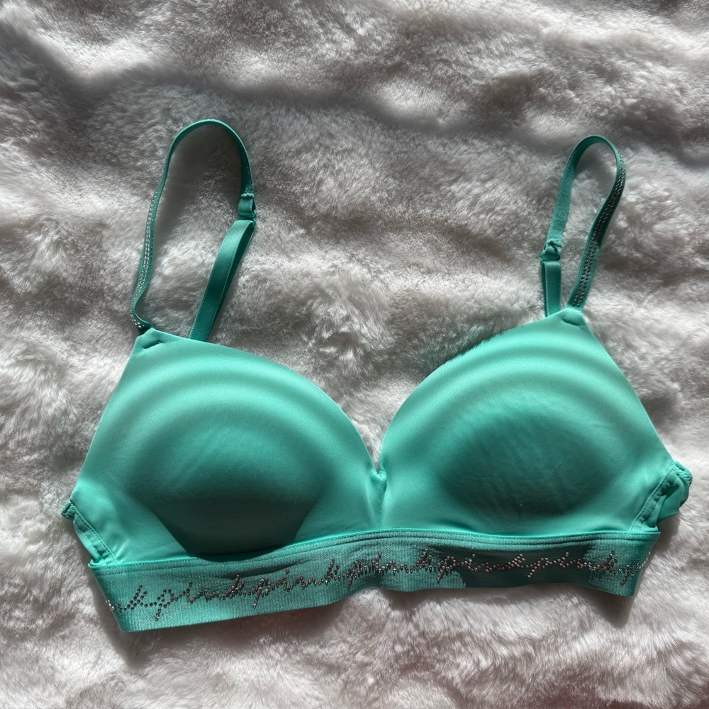 PINK Victoria's Secret Teal Bra with Silver Detail